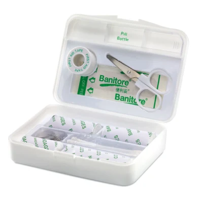 Kit di pronto soccorso in plastica con 9 articoli essenziali di primo soccorso con logo personalizzato